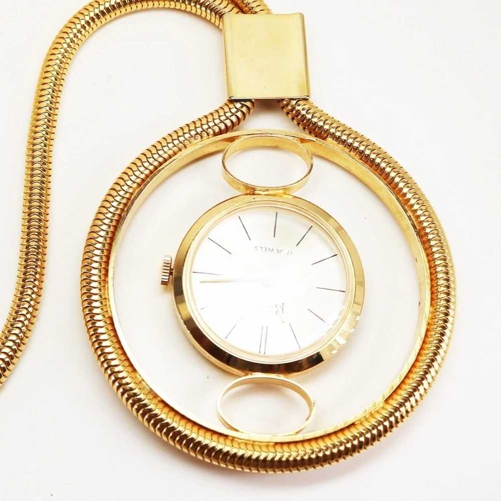 Vintage 1970s Rossini 17 Jewels Timepiece Necklace